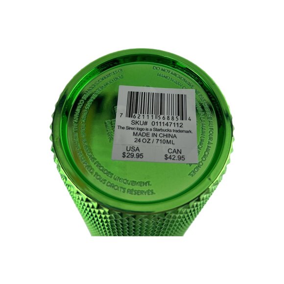 Starbucks Bling Studded Green Metallic Venti Cold Cup Tumbler 24 oz. w/tag - Picture 6 of 6